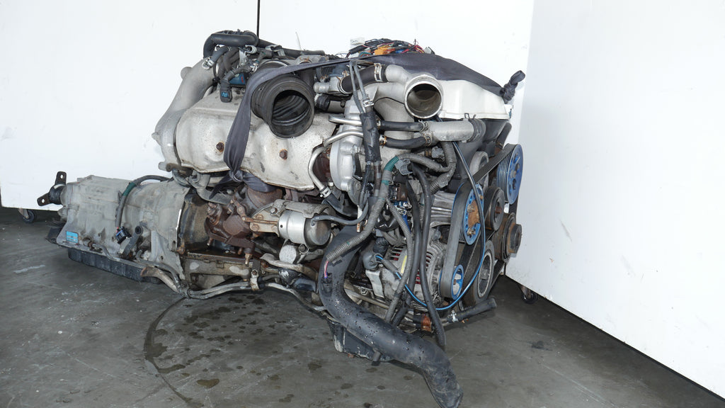 TOYOTA ENGINE 2JZGTE VVTi TWIN TURBO JDM MOTOR SUPRA ARISTO WITH AUTO TRANSMISSION ECU WIRING 2JZ