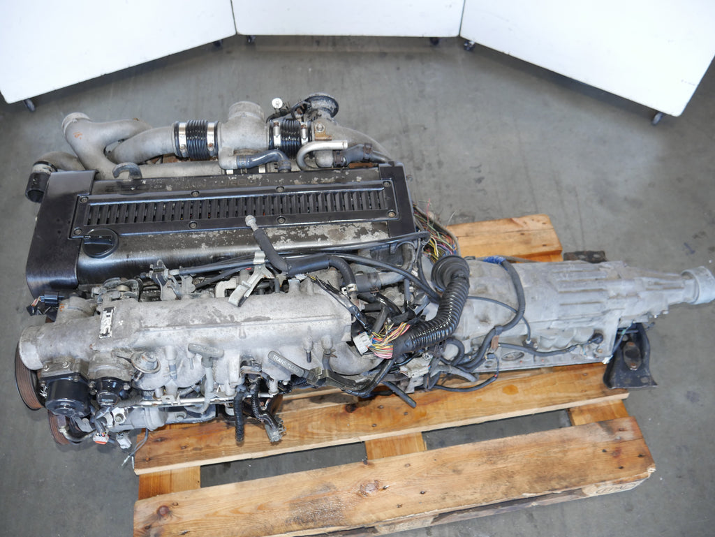 TOYOTA CHASER SOARER SUPRA ENGINE 1991 1992 1993 1994 1995 1996 2.5L INLINE 6 JDM 1JZGTE TWIN-TURBO MOTOR WITH AUTO TRANSMISSION ECU WIRING