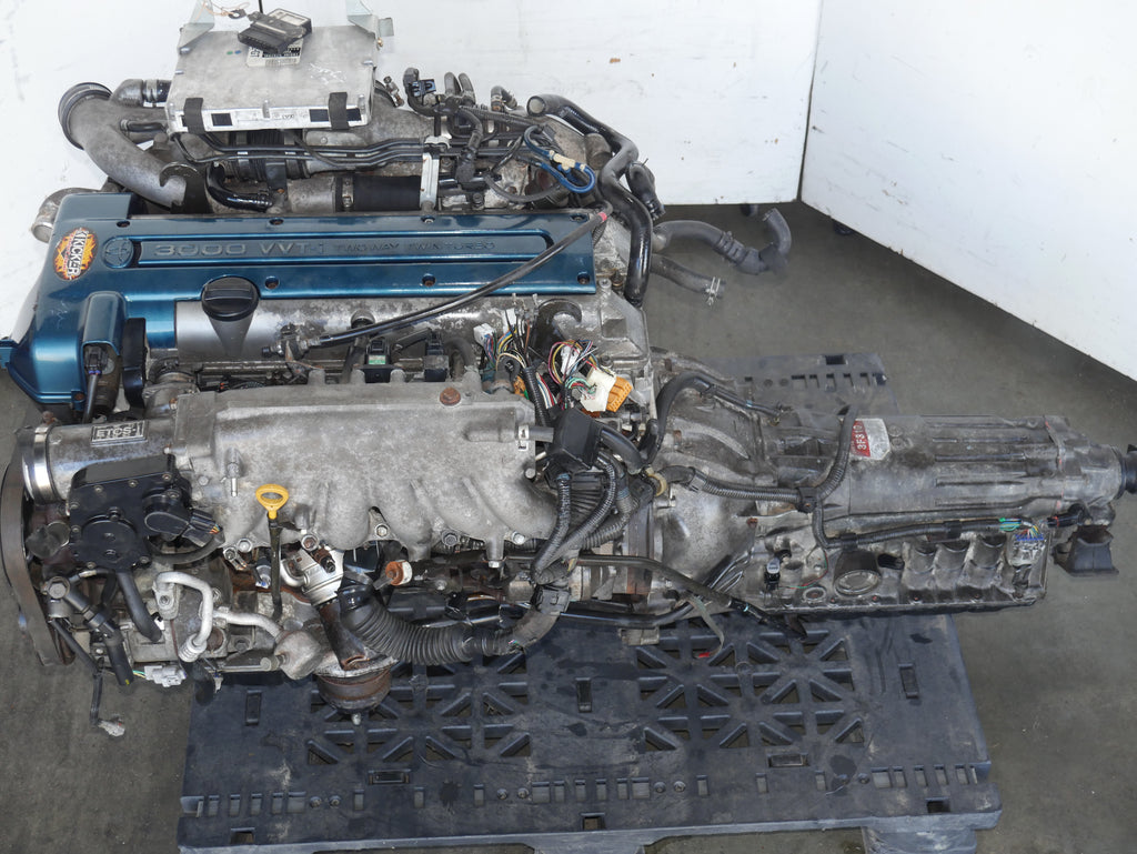 TOYOTA ARISTO SUPRA ENGINE 1997 1998 1999 2000 2001 2002 2003 2004 2005 6CYLINDERS 3.0L JDM 2JZGTE VVTI TWIN TURBO MOTOR WITH AUTO TRANSMISSION ECU