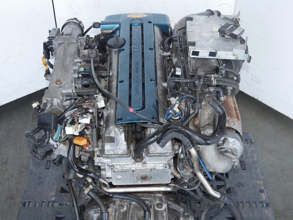 TOYOTA ARISTO SUPRA ENGINE 1997 1998 1999 2000 2001 2002 2003 2004 2005 6CYLINDERS 3.0L JDM 2JZGTE VVTI TWIN TURBO MOTOR WITH AUTO TRANSMISSION ECU